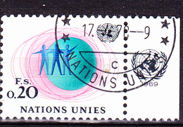 UNO Genf Geneva Geneve - Freimarke (MiNr. 3 Mit TAB) 1969 - Gest Used Obl - Oblitérés