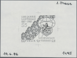 Österreich: 1987. Probedruck (1. Phase) In Schwarz Für Die Ausgabe "1100 Jahre Lustenau". - Unused Stamps