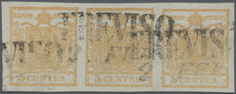 O Österreich - Lombardei Und Venetien: 1850, 5 C. Orangegelb, Seidenpapier, 0,07 Mm, Sehr Breitrandiger, Waagere - Lombardo-Veneto