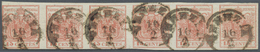 O Österreich - Lombardei Und Venetien: 1856, 15 C. Rot, Maschinenpapier, Farbfrischer Waagerechter 6er-Streifen, - Lombardy-Venetia