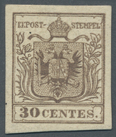 * Österreich - Lombardei Und Venetien: 1853. VERONESER POSTFÄLSCHUNG, 30 Centesimi Braun, Ungebraucht Mit Origin - Lombardo-Veneto