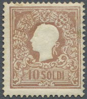 ** Österreich - Lombardei Und Venetien: 1858, 10 Soldi Franz Josef Lilabraun In Type I Mit Postfrischer Originalg - Lombardo-Vénétie