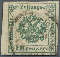 O Österreich - Lombardei Und Venetien - Zeitungsstempelmarken: 1853, 2 Kr. Grün, Farbfrisches, Allseits Voll- Bi - Lombardy-Venetia