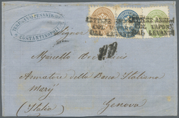 Brrst/Br Österreichische Post In Der Levante: 1864, 3 So Grün, 10 So Blau U. 15 So Braun, Entwertet Mit L3 LETTERE ARRI - Eastern Austria