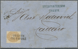 Br Österreich - Schiffspost: 1864 "Trieste/Col Vapore" Schiffspost-L2 Als Entwertung Auf 15 Kr. Auf Brief über Za - Autres & Non Classés