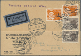 Br/ Österreich - Flugpost: 1933, Erstflug WIEN-BELGRAD, 3 Erstflugbelege Von Drei Verschiedenen Teilstrecken "Wien - Other & Unclassified