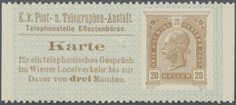 GA Österreich - Ganzsachen: 1900, Telefonkarte Kaiser Franz Joseph 20 H. Braun Sonderausgabe Für Die Wiener Effek - Other & Unclassified