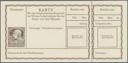 GA Österreich - Ganzsachen: 1908, Telefonkarte Kaiser Franz Joseph 20 H. Braun Auf Sämischem Karton ('... Für Ein - Other & Unclassified