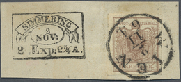 Brrst Österreich - Stempel: SIMMERING (Wien): 1850, 6 Kr. Braun Auf Briefstück Mit Einkreisstpl. Von Wien Und Nebeng - Franking Machines (EMA)