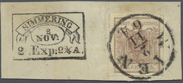 Brrst Österreich - Stempel: SIMMERING (Wien): 1850, 6 Kr. Braun Auf Briefstück Mit Einkreisstpl. Von Wien Und Nebeng - Machines à Affranchir (EMA)