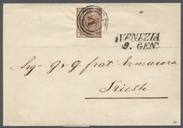 Br Österreich - Stempel: "V" (Lomb. & Venetien), Stummer K3 (Mü.259f), Ng. L2 "VENEZIA 9/GEN" (1851), Klar Auf 6 - Franking Machines (EMA)