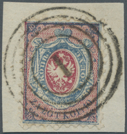Brrst Polen: 1860, 10 K. Blue And Rose, Fresh Colour, Tied By Clear Numeral "1" To Piece, Very Fine - Lettres & Documents