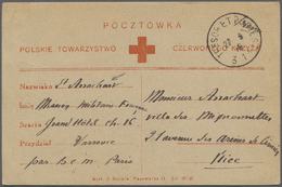 Br Polen: 1919. Printed Polish Red Cross Post Card Written From The 'French Military Mission, Warsaw' Addressed T - Covers & Documents