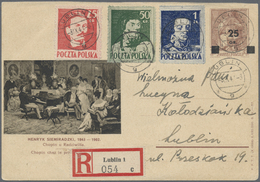 GA Polen: 1944. Postkarte 1. Prov. Ausgabe 25 Gr (Bild U.a. Mit Chopin Am Klavier) Mit Kpl. Satz "Freiheitskämpfe - Storia Postale