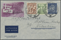 GA Polen - Ganzsachen: 1939, Uprated 55 Gr. Airmail Stat. Envelope Sent By First Flight From GDYNIA-PORT POLSKI 1 - Stamped Stationery