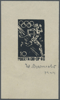 (*) Polen - Lagerpost: Woldenberg: 1944, 10 F. Olympische Spiele, Probedruck In Schwarz Im Blockformat Mit Signatu - Other & Unclassified