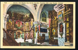 TUCSON-ARIZONA  - Origninal Postcard Interior Old Mission San Xavier Del Bac   - Scan Back Side - Paypal Free - Tucson