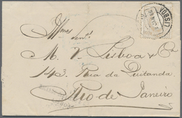 Br Portugal: 1886. Envelope (folds) Addressed To Brazil Bearing Yvert 44, 100r Lilac Tied By Lisboa Date Stamp Wi - Covers & Documents