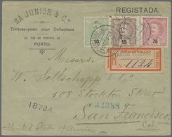 Br Portugal: 1898. Registered Envelope To The United Stares Bearing Yvert 126, 10r Yellow Green, Yvert 127, 15r B - Covers & Documents