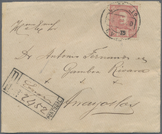 Br Portugal: 1900. Registered Envelope To Arraiollos Bearing Yvert 135, 75c Rose Tied By Evora Date Stamp With Bo - Storia Postale