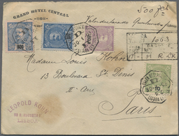 Br Portugal: 1902. Value Declared Envelope Written From The 'Grand Hotel, Central/Lisbon' Addressed To France End - Lettres & Documents