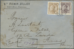 Br Portugal: 1910. Registered Envelope (stains) Addressed To France Bearing Yvert 159, 25r Brown/lilac And Yvert - Covers & Documents