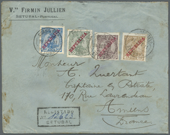 Br Portugal: 1911. Registered Envelope (stains) Addressed To France Bearing 'Republica' Yvert 170,10r Olive, Yver - Covers & Documents