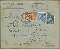 Br Portugal: 1912. Registered Envelope (stains) Addressed To France Bearing 'Republica' Yvert 174, 50r Blue, Yver - Covers & Documents