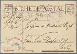 Br Portugal - Azoren: 1944. Military Mail Post Card Written From S. Miguel To Porto Cancelled By Circular 'M.G./C - Azores