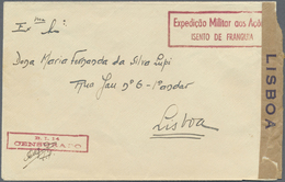 Br Portugal - Azoren: 1946. Roughly Opend Unstamped Envelope Written From S. Miguel To Lisbon Cancelled By Boxed - Azores