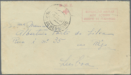 Br Portugal - Azoren: 1946. Unstamped Envelope Written From Angra To Lisbon Cancelled Angra Do Heroismo Double Ri - Azores