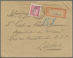 Br Portugal - Madeira - Funchal: 1896. Registered Envelope Addressed To Lisbon Bearing Funchal Yvert 7, 75r Rose - Funchal