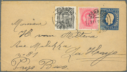 GA Portugal - Ganzsachen: 1889 (21.8.), Stat. Envelope King Luis 25r. Blue Uprated With 5r. Black And 20r. Carmin - Postal Stationery