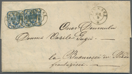 Br Rumänien: 1862, Two Items 30 PAR. Blue On Complete Folded Letter From PETESCI To Bucharest, Little Defects, Sc - Storia Postale