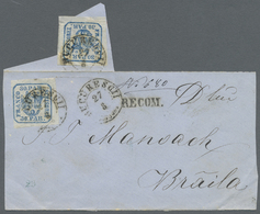 Br/Brrst Rumänien: 1860's: Front + Small Part Of Back Of Registered Cover From Bucarest To Braila, Franked With Two Sin - Storia Postale