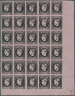 **/* Rumänien: 1866, 20pa. Black On Rose, Marginal Block Of 30 From The Lower Right Corner Of The Sheet, Mint O.g. - Lettres & Documents