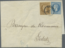 Br Rumänien: 1877. Envelope Addressed To The 'Bank Of Roumanie, Galatz' Bearing Yvert 38, 5b Bistre And Yvert 39, - Covers & Documents