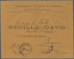 Br Rumänien: 1916. Official Envelope (flap Missing) Addressed To 'The Bureau De Poste, France' Headed 'Administra - Covers & Documents