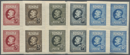 ** Rumänien: 1926. Complete Set "King Ferdinand I, 60th Birthday Anniversary" (10 Values) In IMPERFORATE Blocks O - Covers & Documents