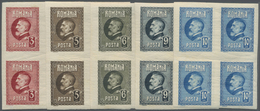 ** Rumänien: 1926. Complete Set "King Ferdinand I, 60th Birthday Anniversary" (10 Values) In IMPERFORATE Blocks O - Storia Postale