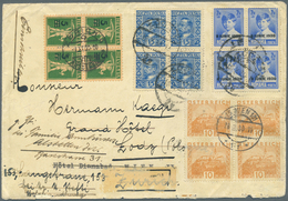 Br Rumänien: 1930, Multiple Times Redirected Registered Cover With Four "blocks Of 4" And One Block Of Se-tenants - Storia Postale