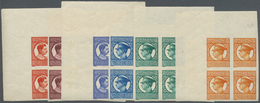 ** Rumänien: 1930. Complete Definitive Set "King Carol II" (11 Values) In IMPERORATE Corner Blocks Of 4. Mint, NH - Covers & Documents