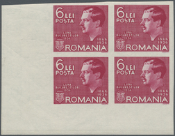 ** Rumänien: 1936. "Expo Luna Bucurestilor 6L+(1L)" In An IMPERFORATE Corner Block Of 4. Mint, NH. Weak Paper Wri - Covers & Documents