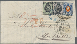 Br Russland: 1869. Envelope (horizontal Fold)  Addressed To France Bearing Yvert 19, 3k Black And Green, Yvert 20 - Neufs