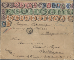 Br Russland: 1884/1889, Large Cover (29x23 Cm) With Mass Franking From Nikolajew To Stadthagen/Germany With Usual - Neufs