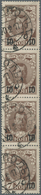 O Russland: 1916, Romanow 10 On 7 K. With 'missing "10" At Left' As Bottom Stamp Of A Vert. Strip Of Four, Used - Neufs