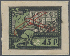Brrst Russland: 1922, 45 R. Flight Stamp With Black Handstamp "SPECIMEN" On Paper For UPU Submission, Very Rare - Neufs