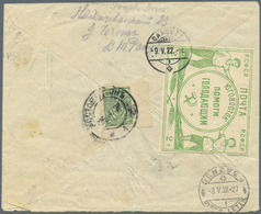 Br Russland - Zwangsspendenmarken: 1922, Charity Stamp 2,000r Green Cancelled On Back Of A Registered Cover, Used - Other & Unclassified