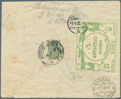 Br Russland - Zwangsspendenmarken: 1922, Charity Stamp 2,000r Green Cancelled On Back Of A Registered Cover, Used - Altri & Non Classificati