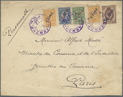 Br Russische Post In Der Levante - Staatspost: 1911. Envelope (small Faults,stains) To Paris Bearing Yvert 30, 20 - Turkish Empire